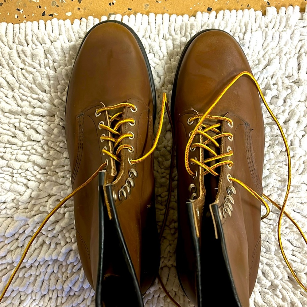 Steel toe work boots.